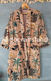 Handmade Indian Velvet Jacket – Beige Boho Kimono Robe for Bridesmaid & Resort Wear