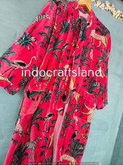 Handmade Indian Floral Velvet Jacket – Boho Kimono Robe for Bridesmaid & Resort Wear