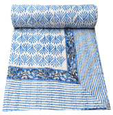 Beautiful floral Print kantha quilt Indian hand block kantha quilt Reversible cotton Bedding Bedspread Queen Size Kantha Gudari