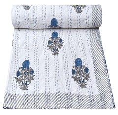 Indischer Kantha Quilt Handblockdruck Kantha Überwurf Boho Gudari Decke Tagesdecke Kantha Bettbezug Boho Quilt Queen Size Quilt