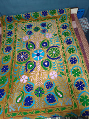 Indisches Samtbettlaken von Suzani | Suzani-Wandbehänge | handgefertigte Stickdecke | Suzani-Bettüberwurf | Luxuriöse Bettdecke Art