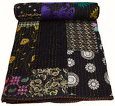 Indische handgemachte Vintage Khambadiya Handarbeit Hand Jari Patchwork Stickerei Kantha Quilt Badspread Bettwäsche Überwurf Doppel/Queen Size