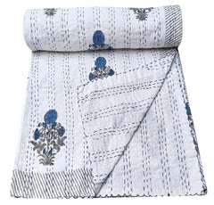 Indischer Kantha Quilt Handblockdruck Kantha Überwurf Boho Gudari Decke Tagesdecke Kantha Bettbezug Boho Quilt Queen Size Quilt