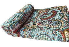 Indischer Samt-Kantha-Quilt, Samt und Baumwolle, Einzelgröße, wendbar, bedruckt, Kantha, Bohemian-Kantha-Tagesdecke, Bettüberwurf