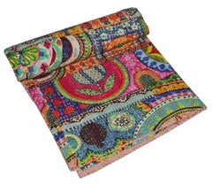 Handmade Indian Multi Patchwork Kantha Quilt – Single & Double Size Bedspread & Throw