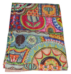 Handmade Indian Multi Patchwork Kantha Quilt – Single & Double Size Bedspread & Throw