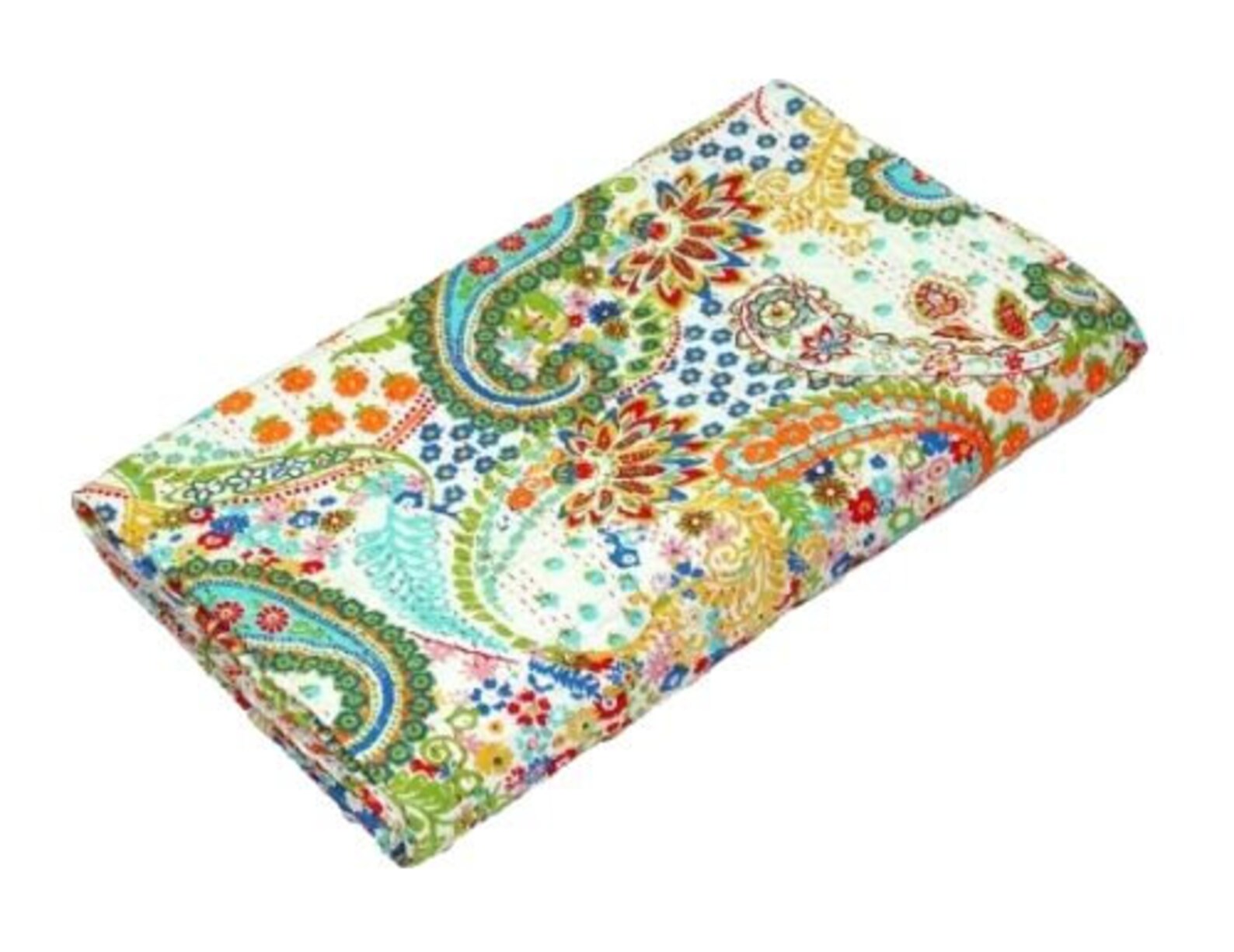 Indische handgemachte Decke Kantha Quilt Tagesdecke Überwurf Baumwolle Kantha Gudari Einzelgröße Bettwäsche Bettbezug Weiß Paisley Print