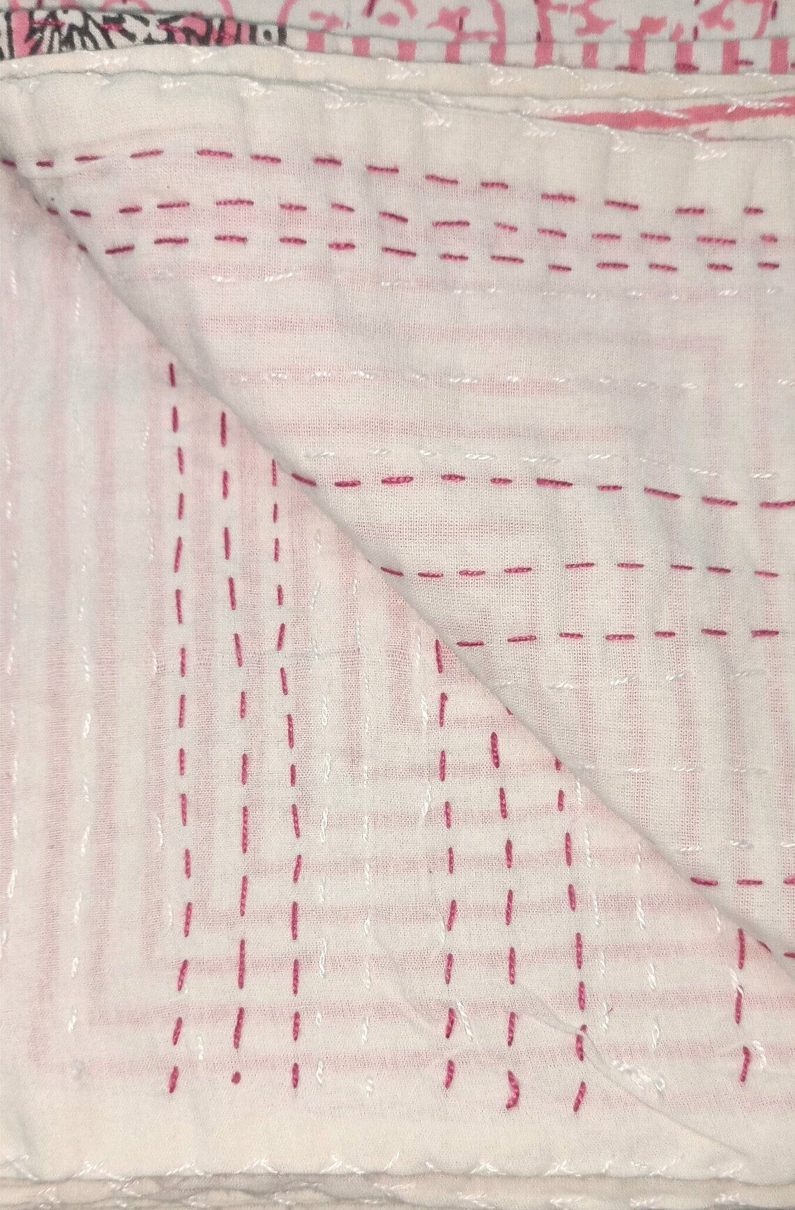 Indischer Kantha Quilt, handbedruckte Kantha-Decke, Baumwolle, Kantha-Tagesdecke, handgefertigt, Kantha-Überwurf, Twin, Queen und King Size