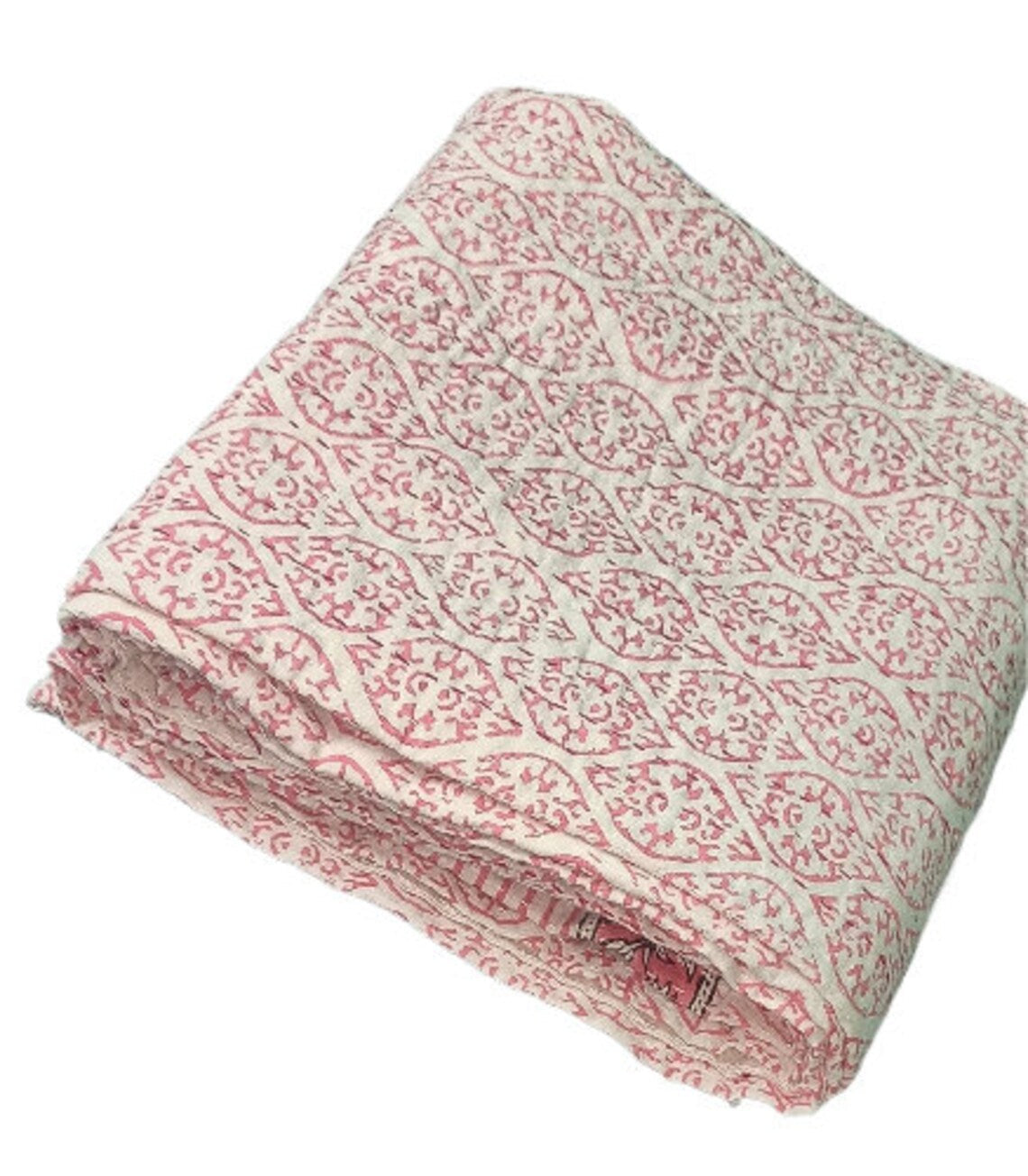 Indischer Kantha Quilt, handbedruckte Kantha-Decke, Baumwolle, Kantha-Tagesdecke, handgefertigt, Kantha-Überwurf, Twin, Queen und King Size