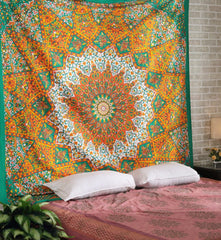 Star Mandala Tapestry – Queen Size Handmade Boho Wall Hanging & Bedspread