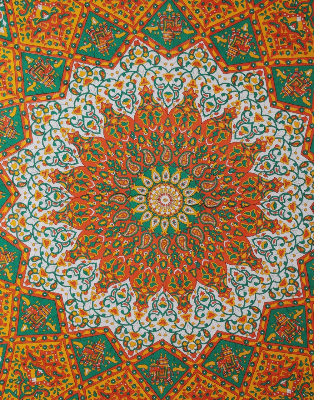 Star Mandala Tapestry – Queen Size Handmade Boho Wall Hanging & Bedspread