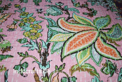 Handmade Indian Patchwork , Kantha Blanket, Kantha Throw, Kantha, Hand Sewn Bedspread Bedding, Throw Flower Print Single/Double Size