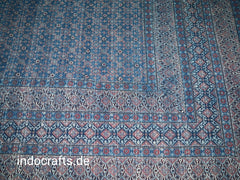 Indischer Ethno Ajrak Print Kantha Quilt Handblockdruck Queen Size Baumwolle Tagesdecke Bettbezug Blaue Decke Überwurf