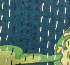 Vintage Indian Kantha Quilt Hand Printed 100% Cotton Bed Cover Bedspread Queen Size Kantha Quilt Bird print