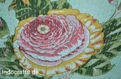 Handmade Indian Patchwork Kantha Quilt, Kantha Blanket, Throw, Kantha, Hand Sewn Bedspread Bedding, Throw Flower Print Single/Double Size