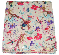 Handmade Indian Patchwork Quilt, Kantha Blanket, Throw, Kantha, Hand Sewn Bedspread Bedding, Throw Flower Queen Size 100% Cotton Kantha