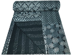 Handmade Indian Patchwork Kantha Quilt, Kantha Blanket, Throw, Kantha, Hand Sewn Bedspread Bedding, Throw Double Size