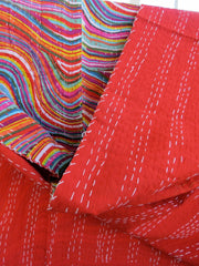 Handmade Indian Kantha Quilt, Kantha Blanket, Throw, Kantha, Hand Sewn Bedspread Bedding, Throw Lahariya Print Single/Double Size