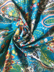 Boho Turquoise Paisley Cotton Fabric