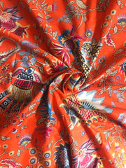 Orange Batik Ikat Cotton Fabric