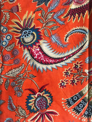 Orange Batik Ikat Cotton Fabric