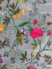 Indischer Baumwollstoff, Sommerkleider, Handblockdruck, Boho-Stoff, Gypsy-Stoff, Quilting-Baumwolle, Blumendruckstoff Paradise Print Grau