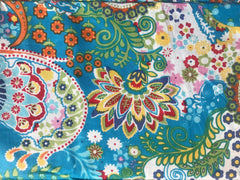 Boho Turquoise Paisley Cotton Fabric