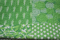 Indischer Ethno-Ajrakh-Patchworkdruck, Kantha-Steppdecke, Handblockdruck, Queen-Size-Größe, 100 % Baumwolle, Tagesdecke, Bettüberwurf