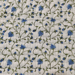 Indischer Jaipuri Blue Print Quilt, Floral Razai Baumwolle Handgemachter Quilt, Tagesdecke Tröster Anokhi Design, Boho Boho, Baumwollfüllung
