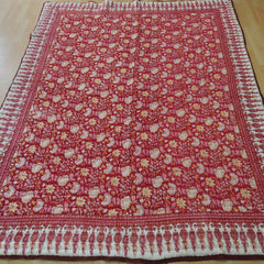 Indischer Jaipuri Red Print Quilt, Floral Razai Baumwolle Handgemachter Quilt, Tagesdecke Tröster Anokhi Boho Boho, Baumwollfüllung