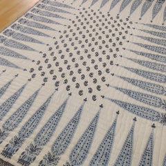Indische Kantha-Steppdecke, Razai-Überwurf, Wendedecke, Sofabezug, Bettüberwurf, Bettwäsche, Boho, Boho, Baumwollfüllung, Queen, handbedruckt