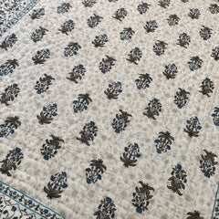 Indian Reversible Floral Print Kantha Quilt Razai – Queen Size Cotton Bedspread & Throw