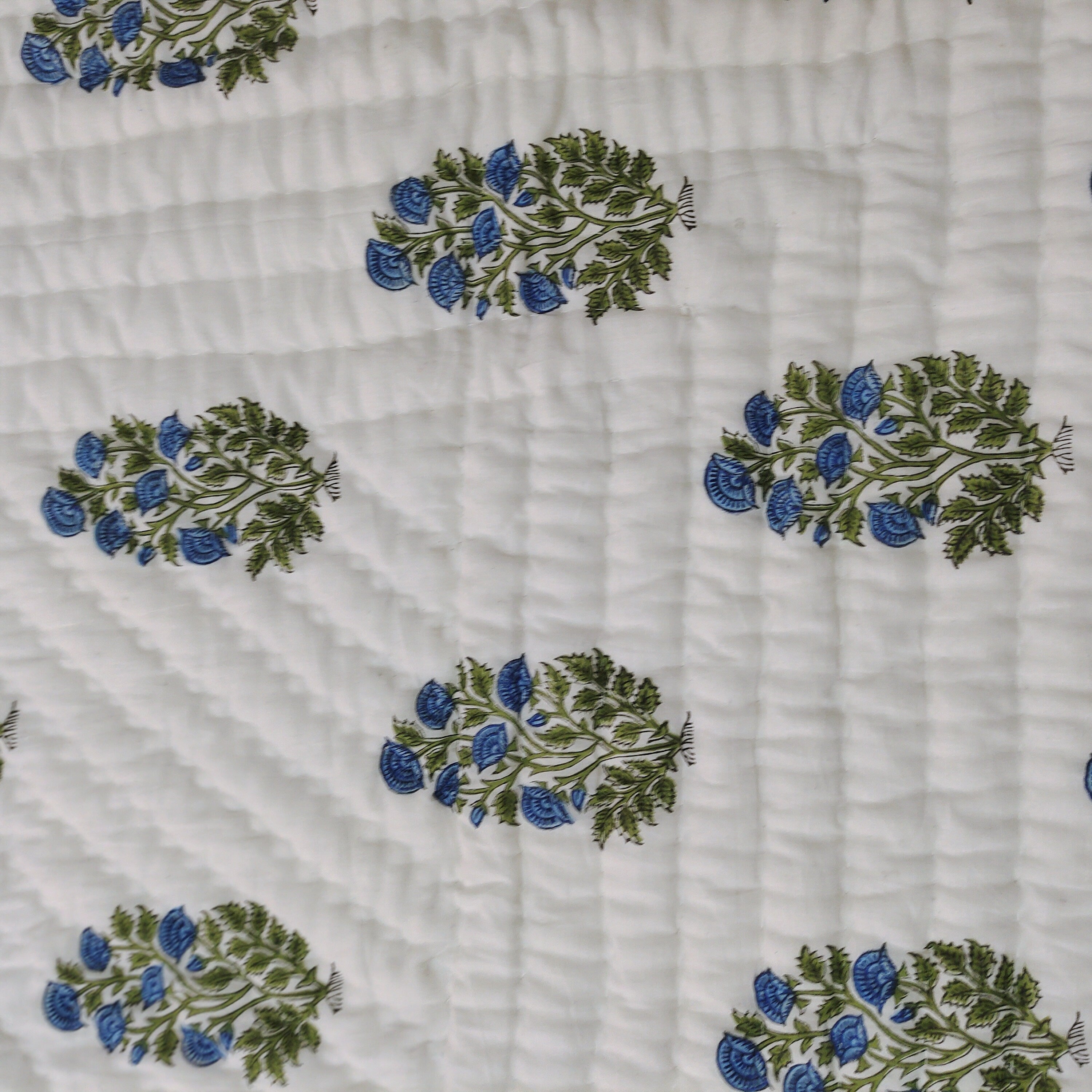 Indischer Jaipuri Blue Print Quilt, Floral Razai Baumwolle Handgemachter Quilt, Tagesdecke Tröster Anokhi Design, Boho Boho, Baumwollfüllung