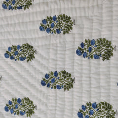 Indischer Jaipuri Blue Print Quilt, Floral Razai Baumwolle Handgemachter Quilt, Tagesdecke Tröster Anokhi Design, Boho Boho, Baumwollfüllung