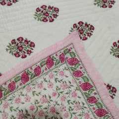 Kantha Quilt Razai Throw – Reversible Cotton Blanket & Bedspread, Queen Size, Vintage Bohemian