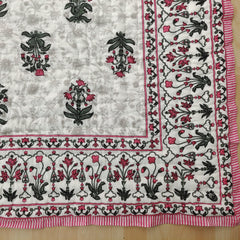 Kantha Quilt Razai Blumendruck Überwurf Wendedecke Sofabezug Bettüberwurf Bettwäsche Boho Baumwollfüllung Queen Handblockdruck