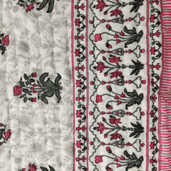 Kantha Quilt Razai Blumendruck Überwurf Wendedecke Sofabezug Bettüberwurf Bettwäsche Boho Baumwollfüllung Queen Handblockdruck