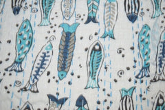 Kantha Quilt Handblock Fisch Bedruckte Kantha Decke Baumwolle Kantha Tagesdecke Handgemacht Kantha Überwurf Twin und Queen und King Size