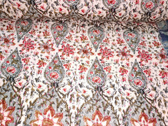 Indian Cotton Kantha Quilt Bedding – Handmade Vintage Queen Size Bedspread, Throw & Sofa Coverlet