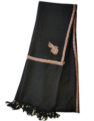 Large Hand Embroidery Kashmiri Pashmina wool Shawl, Hand woven shawl Cashmiri wolle Shawl Black stole shawls gifts her