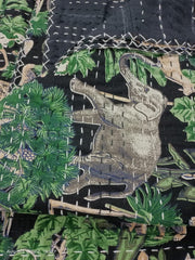Indian Animal Print Kantha Quilt Hand Block Printed Kantha Blanket Cotton Kantha Bedspread Handmade Kantha Coverlet Throw Twin/Queen/King