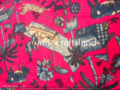 Indischer Baumwollstoff, Sommerkleider, Handblockdruck, Boho-Stoff, Gypsy-Stoff, Quilting-Baumwolle, Rosa Blumendruck Stoff Abenteuer Kunst