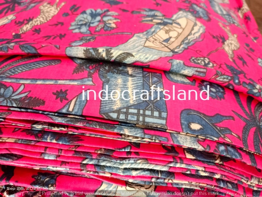 Indischer Baumwollstoff, Sommerkleider, Handblockdruck, Boho-Stoff, Gypsy-Stoff, Quilting-Baumwolle, Rosa Blumendruck Stoff Abenteuer Kunst