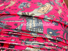 Indischer Baumwollstoff, Sommerkleider, Handblockdruck, Boho-Stoff, Gypsy-Stoff, Quilting-Baumwolle, Rosa Blumendruck Stoff Abenteuer Kunst