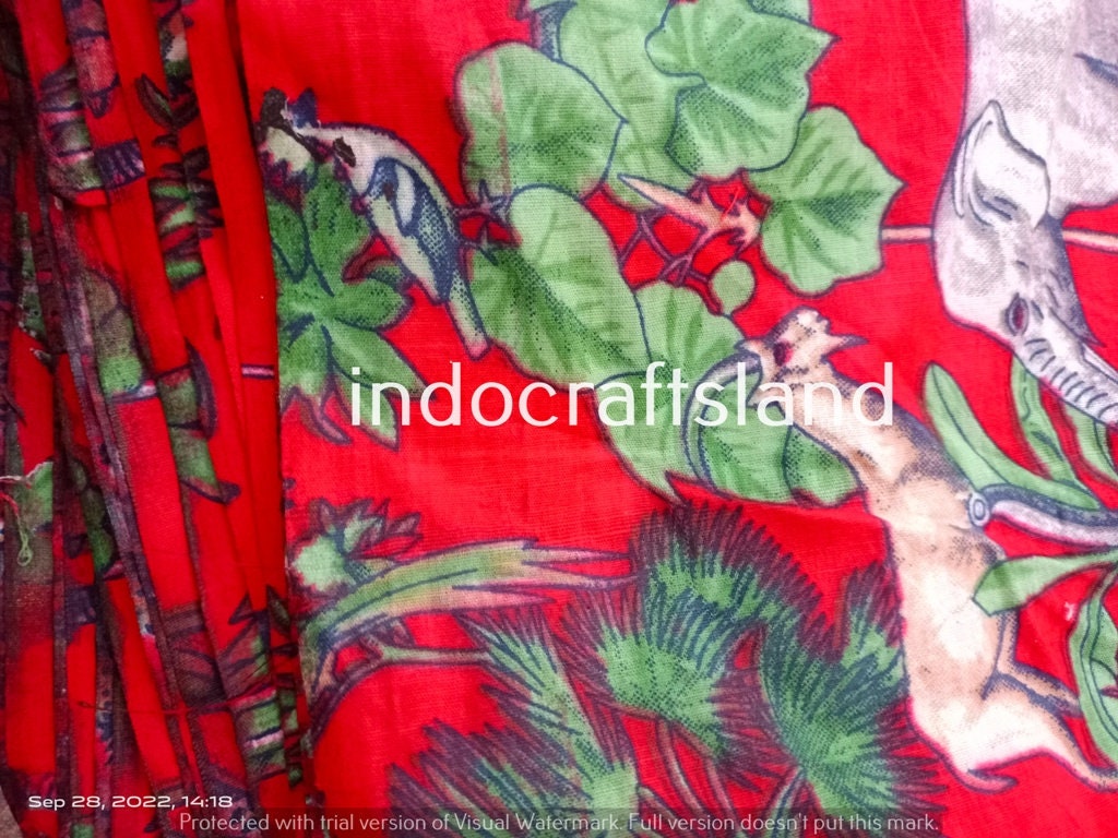 Indischer Baumwollstoff, Sommerkleider, Handblockdruck, Boho-Stoff, Gypsy-Stoff, Quilting-Baumwolle, Blumendruck-Stoff, Rote Abenteuerkunst