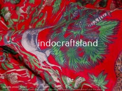 Indischer Baumwollstoff, Sommerkleider, Handblockdruck, Boho-Stoff, Gypsy-Stoff, Quilting-Baumwolle, Blumendruck-Stoff, Rote Abenteuerkunst