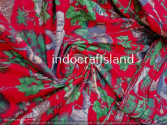 Indischer Baumwollstoff, Sommerkleider, Handblockdruck, Boho-Stoff, Gypsy-Stoff, Quilting-Baumwolle, Blumendruck-Stoff, Rote Abenteuerkunst