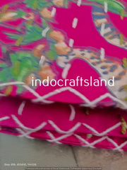 Indian Kantha Quilt – Hand Block Animal Print Cotton Blanket, Twin/Queen/King Size