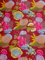 Handmade Indian fruit print Kantha Quilt, Kantha Blanket, Throw, Kantha, Bedspread Bedding, Throw Single Size