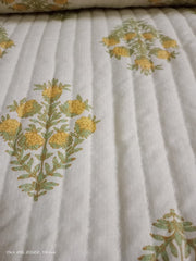 Indian Hand Block Print Reversible Floral Print Kantha Quilt Razai Throw Blanket Sofa Cover Bed Spread Bedding Bohemian Cotton Filling Queen